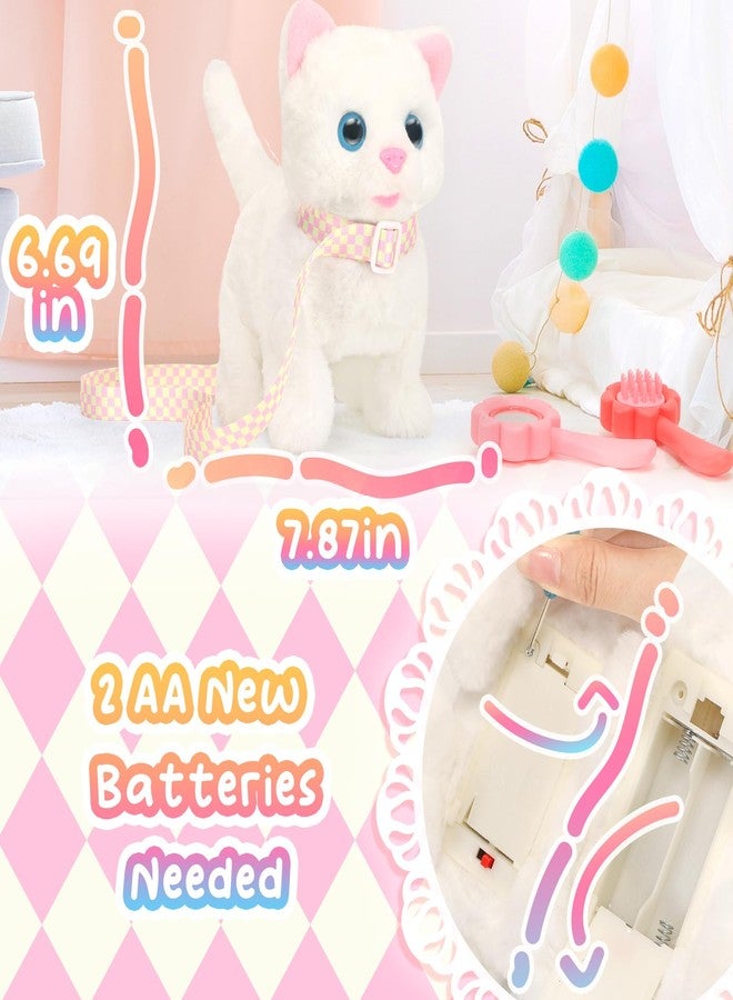 Tagitary Plush Toys Electronic Toy Cat That Walking and Meowing,Tail Wagging Interactive Toy Cat for Kids with Leash,Easter Christmas Birthday Gift for Toddlers Kids - Image 2